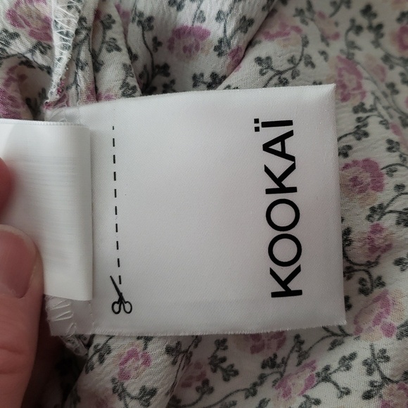 Kookai NWOT Ditsy Floral Ruffle Blouse 6 / 8 (38) Purple Ivory Short Sleeve - Picture 13 of 16